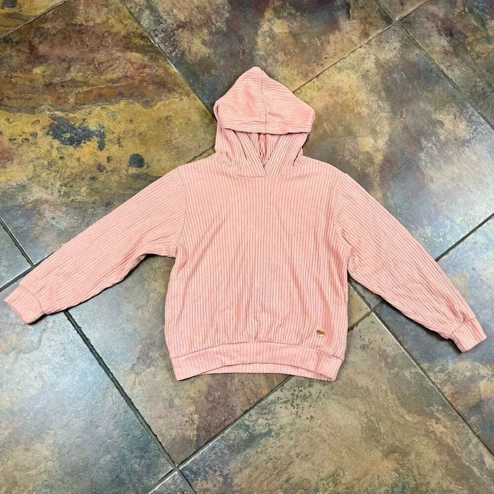 H&M Girls Pink Waffle Hoodie 7